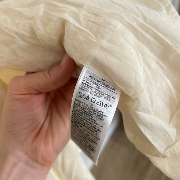 GAP Linen-Blend Puff Sleeve Square Neck Cream Midi Dress - Picture 8 of 9